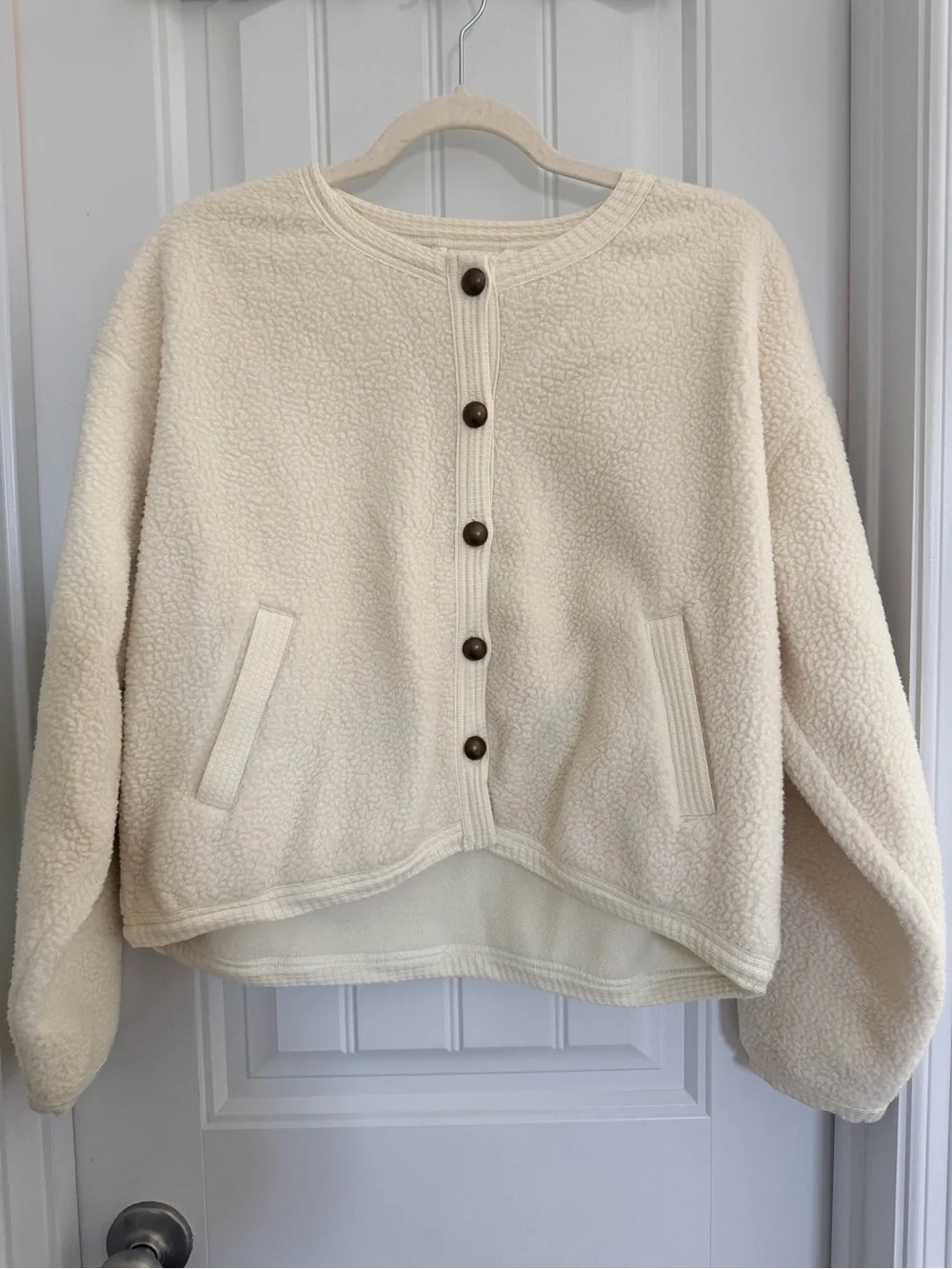 Free People Hug Me Sherpa Cardi Button Jacket XS Ivory